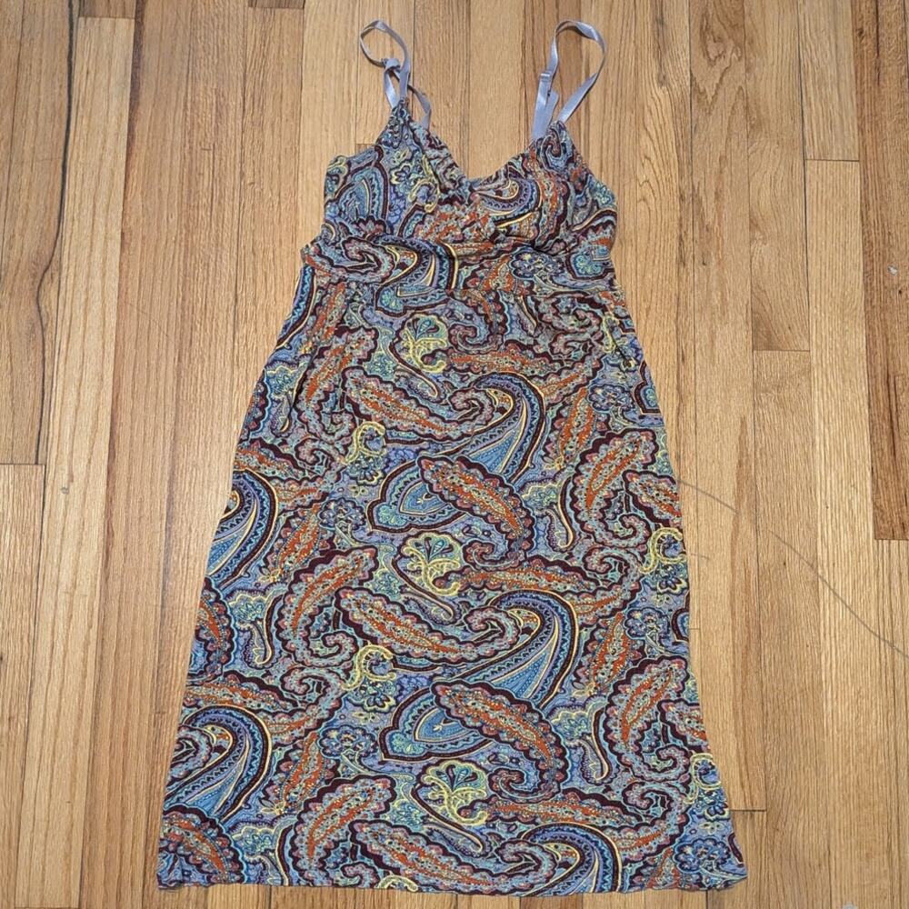 Derek Heart 2000s Boho Paisley Slip Dress Adjustable Spaghetti Straps